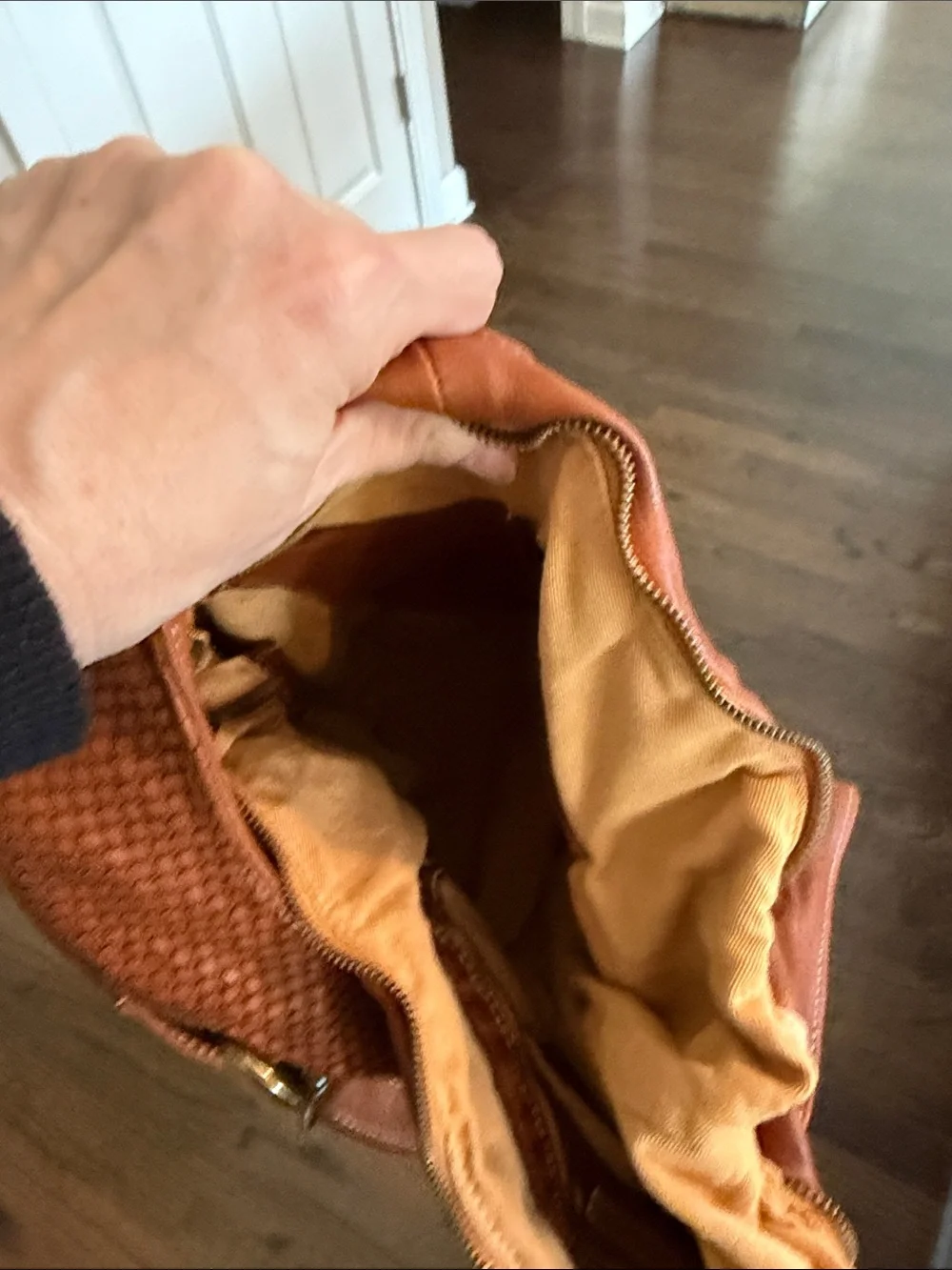 Classic Woven Leather Hobo Bag - Brown